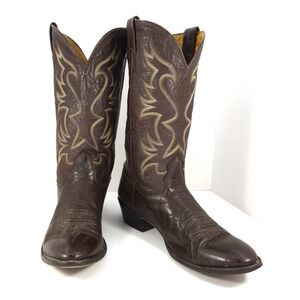 Nocona Boots Mens‎ Western Cowboy Boots Dark Brown Leather Western Stitch Sz 12